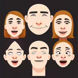 several different faces are shown in multiple ways,several different faces in different stages of making a funny face