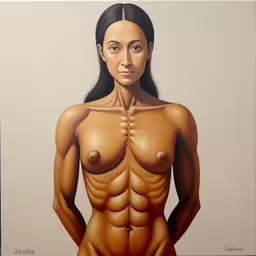 an image of a nude woman from a photo,an artwork of a woman without a shirt