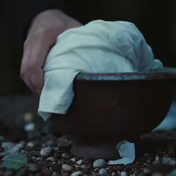 the arm of someone is wrapped in a cloth