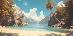 there is a beautiful palm tree in the distance
