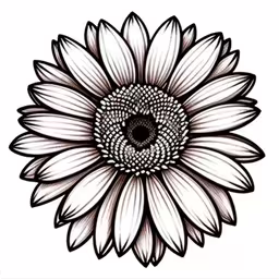 a white sunflower with black petals is shown,the center of a sunflower is black and white