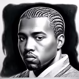 a drawing of a black man with his hair in braids