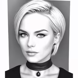 a lady with blond hair and a choker