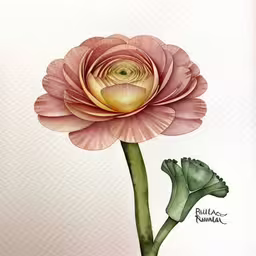 an image of a flower painted on paper,the painting is made with markers on the paper