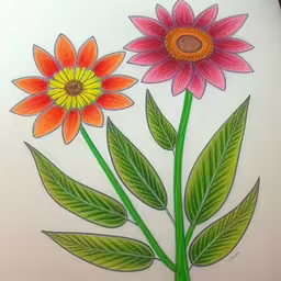 an image of some flowers with colored leaves