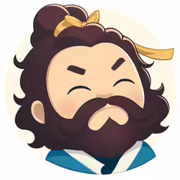 a man with a beard and a bow in his hair