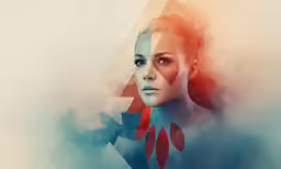 a woman with colored hair in a graphic style