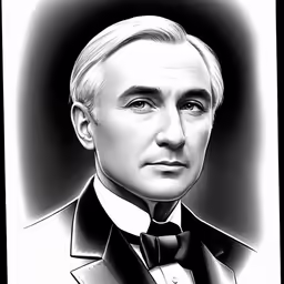 a drawing of a man wearing a suit and tie