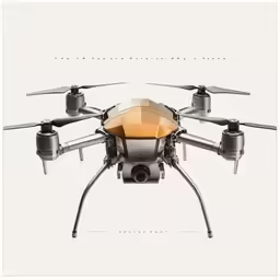 a large remote control quad rotor plane flying overhead