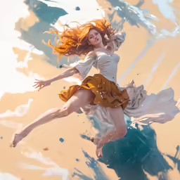 a woman floating in water near a sandy beach