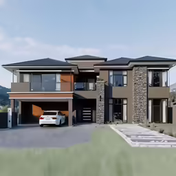 a modern looking house in the country