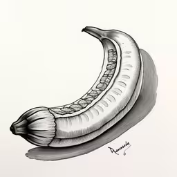 a drawing of a banana that is on a paper