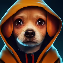 this is an illustration of a dog with hoodie