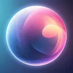 a colorful and modern sphere is shown against a dark sky