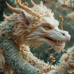 a strange creature with horns is shown in the image