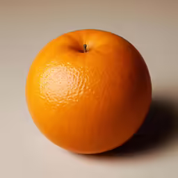 an orange with a black spot is shown