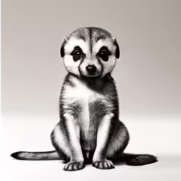 a baby meerkat sits in the middle of an image