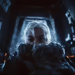 an image of a woman in the midst of a strange world