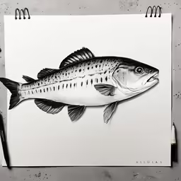 a pencil drawing of a fish