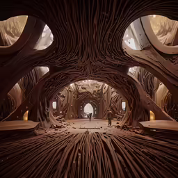 a large room with lots of sticks inside of it