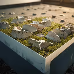 an abstract image of shells in grass