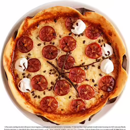 an image of a pie with tomatoes on top