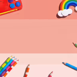 different colored crayons and colored pencils are arranged in a horizontal photo