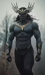 a man with black and gold makeup on