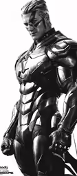 a black and white drawing of the suit from iron man