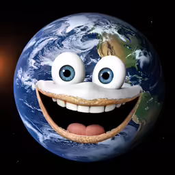 a close up of an earth with a face