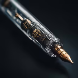 close up view of fountain pens nivelo clear and gold