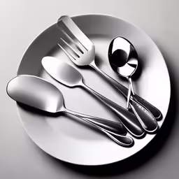 a plate topped with silverware on top of a table