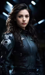 a woman wearing a leather outfit