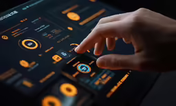 a person is touching a digital screen with one hand