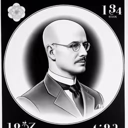 the poster depicts a man wearing glasses and a suit