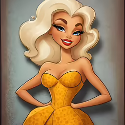 a cartoon style picture of a blonde haired woman