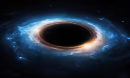 a black hole with two lights shining inside of it