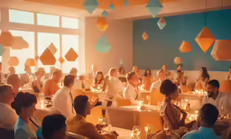 a group of people at the dinner table
