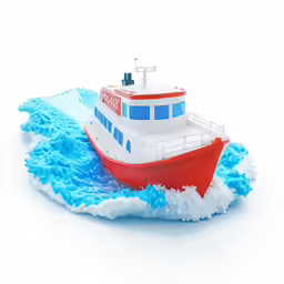 small red and white boat sitting in the water