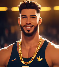 a close up of a person wearing a necklace,a man that is wearing a gold chain