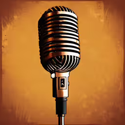 an illustration of a microphone on a stand,an old microphone on a stand with no head