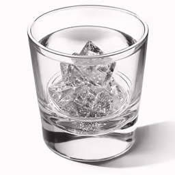 ice cubes in a glass on a white background