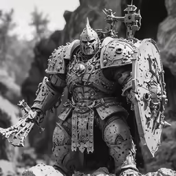 a black and white photo of a warhammer