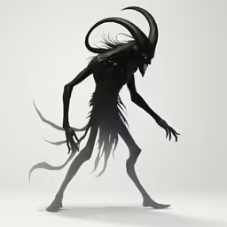 a silhouette of an alien standing in a white background