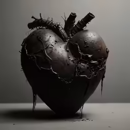 a giant heart shaped sculpture sitting in front of a grey background