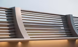 modern metal and concrete bench, close up