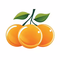 three oranges with leaves on top of them