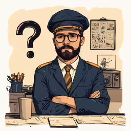 a drawing of a man in uniform standing behind a table