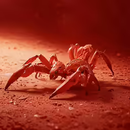 a close up of a toy crab crawling