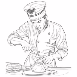 an image of a man preparing food on a plate